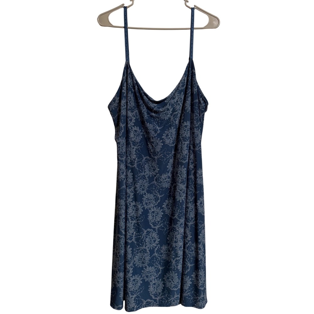 George Womens Plus 3X Blue Floral Cowl Neck Sleepwear Chemise Nightgown